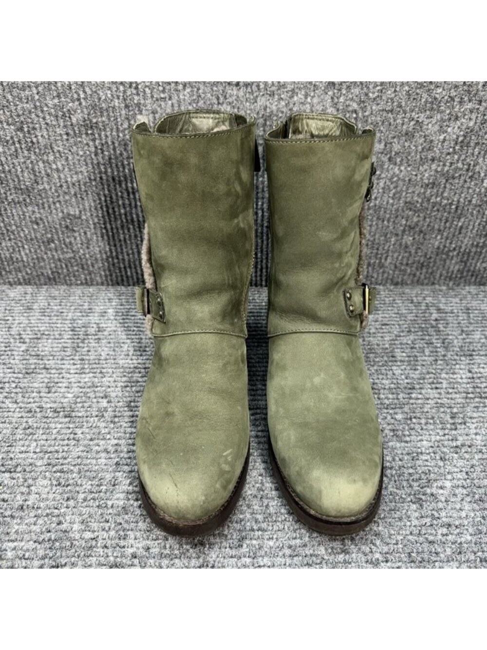 UGG Niels Suede Boots Womens 9.5 Green Moto Biker Water Resistant Fleece 1018607 - Picture 3 of 13